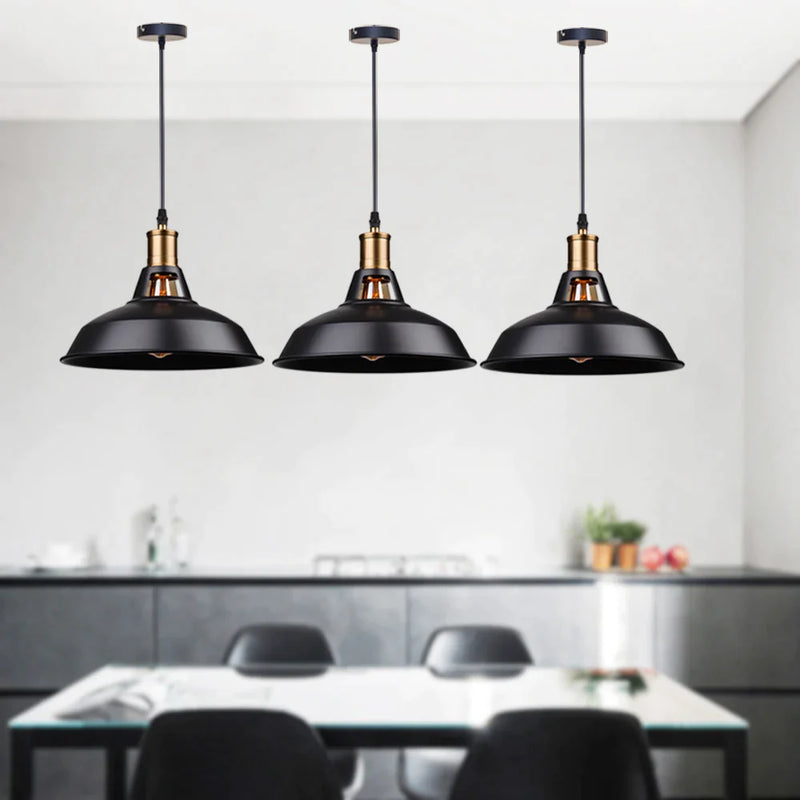 Afralia™ Industrial Farmhouse Black Pendant Light for Kitchen - E27 Based