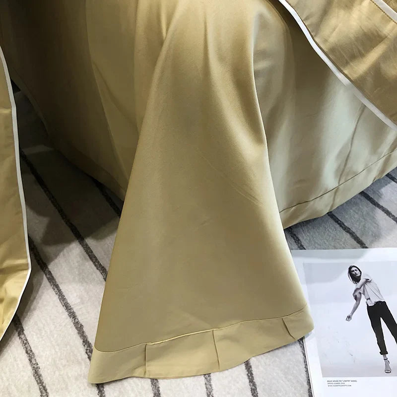 Afralia™ Jacquard Satin & Egyptian Cotton Patchwork Bedding Set - 4pcs