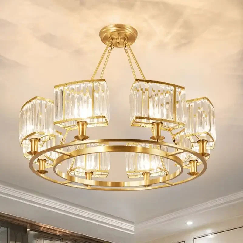 Afralia™ Copper Crystal Chandelier: Modern LED Ceiling Light for Home Deco & Ambiance, Living, Dining, Bedroom