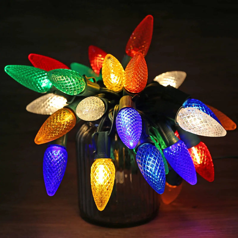 Afralia™ Colorful LED Bulb: Faceted E12 Candelabra Base RGB for Christmas String Lights