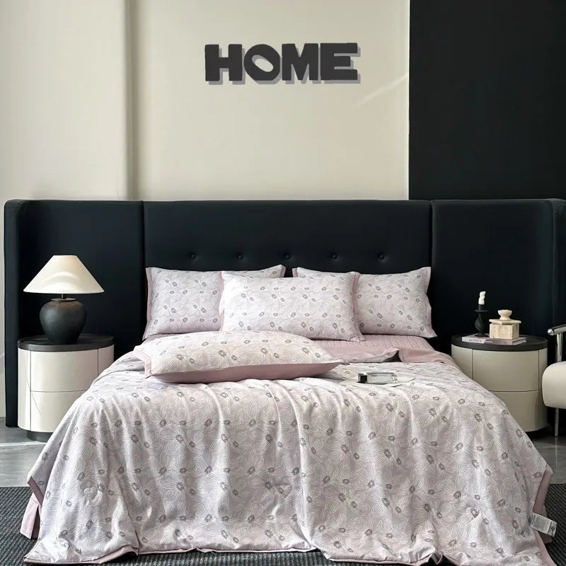 Afralia™ Cool Silk Summer Quilt Set with Sheets & Pillowcases