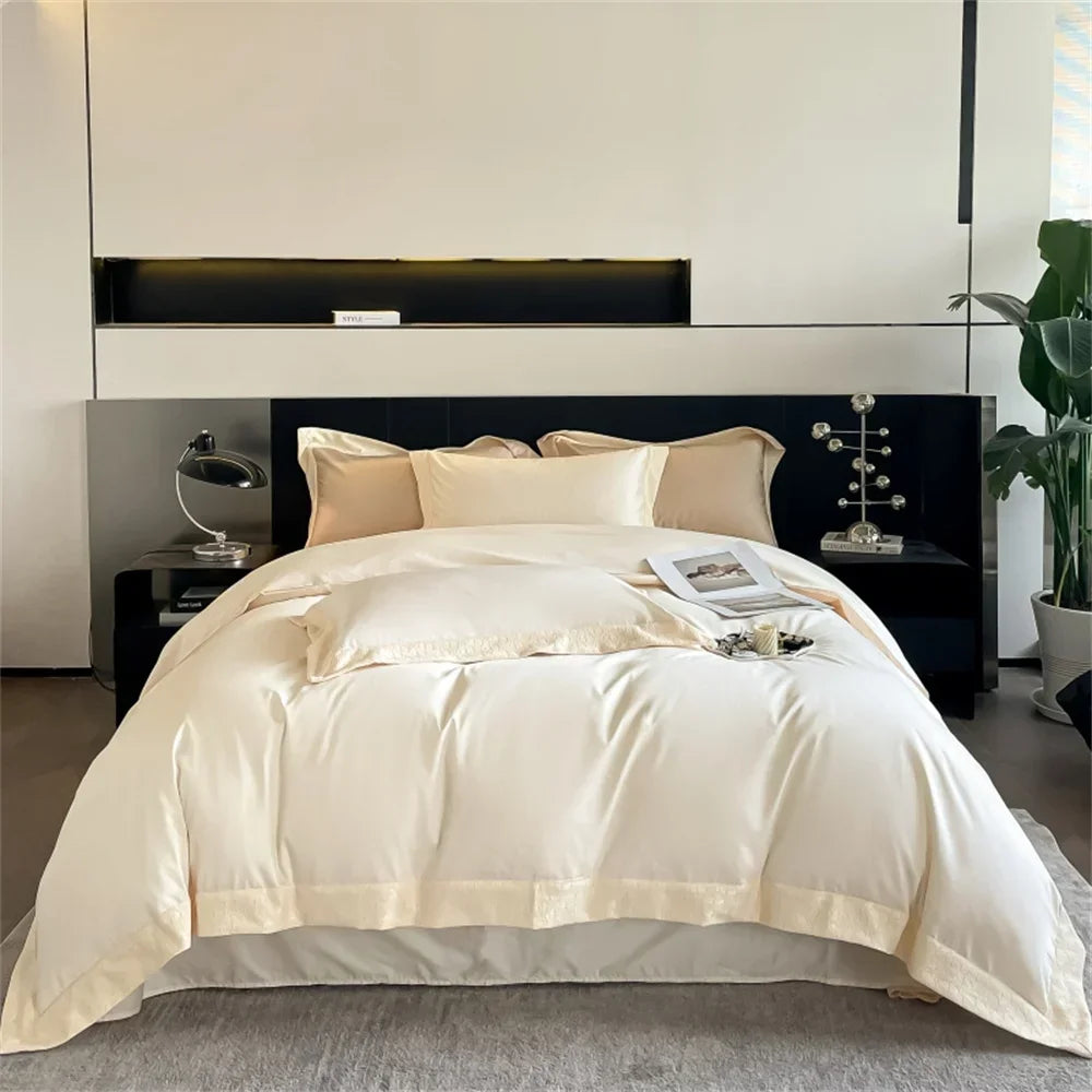 Afralia™ Luxury Egyptian Cotton Bedding Set - Queen King Size Sheets Duvet Cover Pillowcases