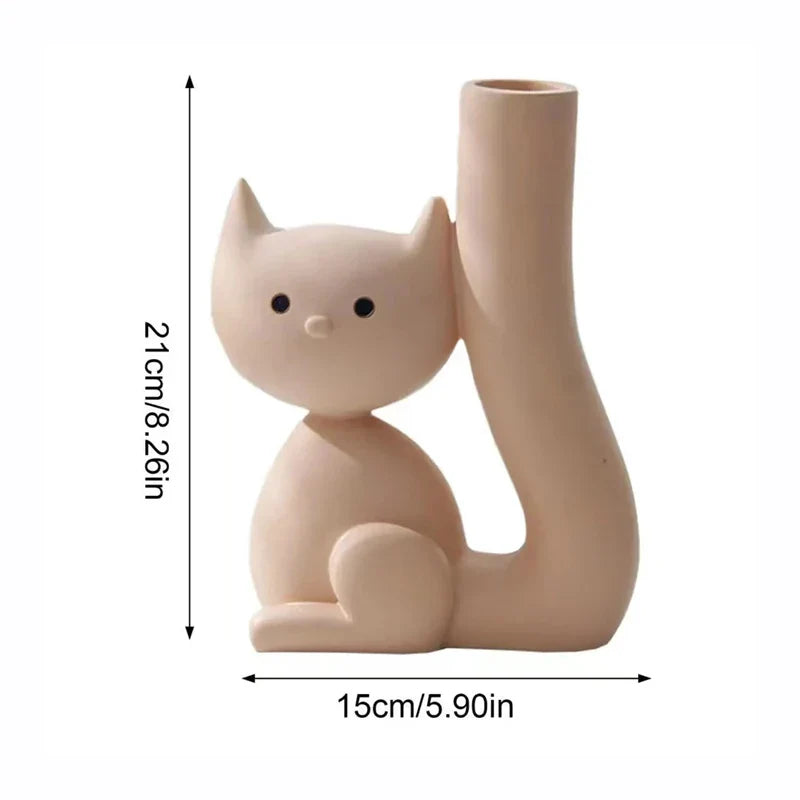 Afralia™ Ceramic Cat Vase Abstract Art for Home Decor and Indoor Living