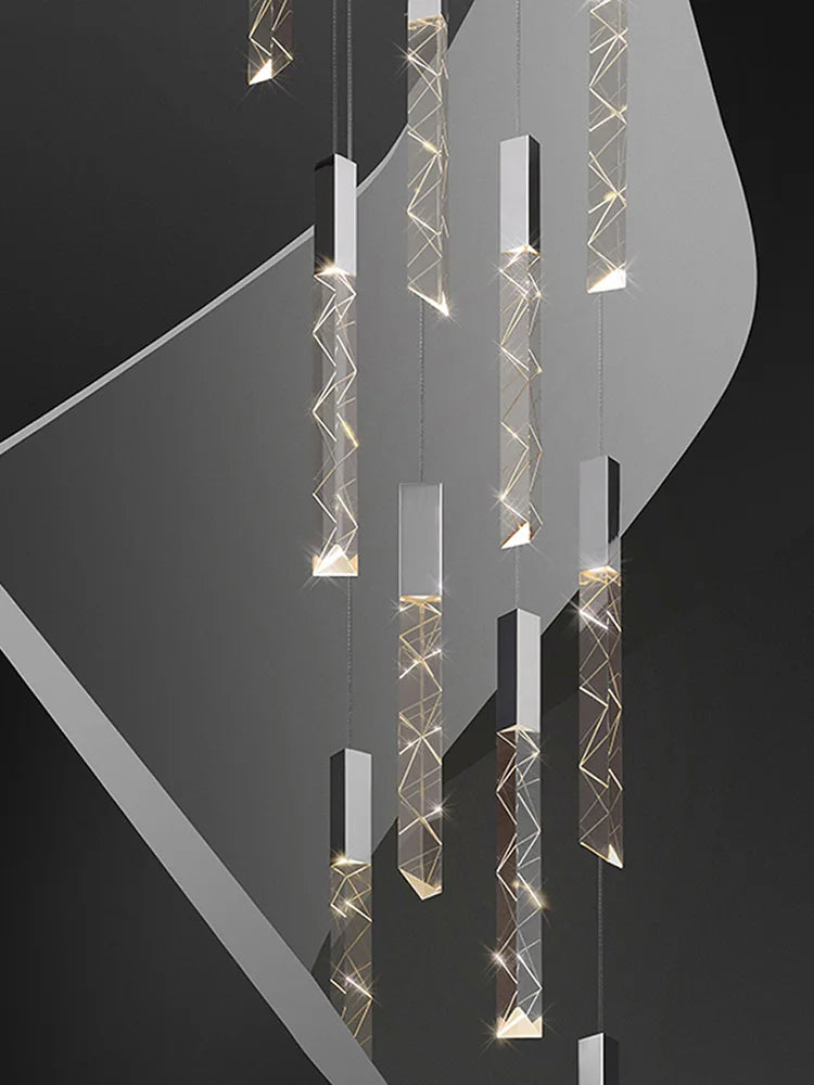 Afralia™ Crystal Column LED Chandelier: Luxury Pendant Lamp for Staircase, Modern Home Decor Lighting