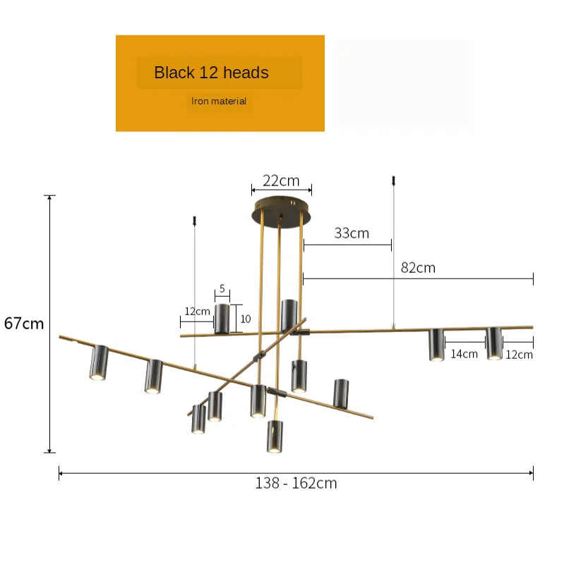 Scandinavian Style Kitchen Chandelier Black and Gold Afralia™ Designer Lamp