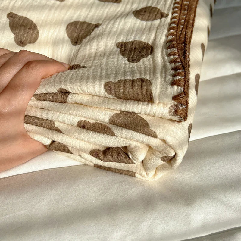 Afralia™ Korean Cotton Cartoon Blanket for Travel & Home - Kids, Adults