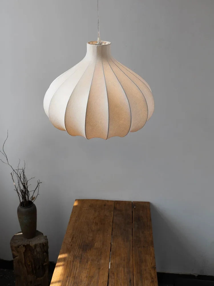 Afralia™ Silk LED Pendant Lights: Nordic Minimalist Wabi Sabi Chandelier for Home Decor