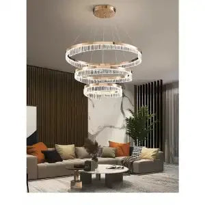 Afralia™ Pale Gold Ring LED Chandelier, Italian Art Deco Design for Living Room, Bedroom, Dining Room