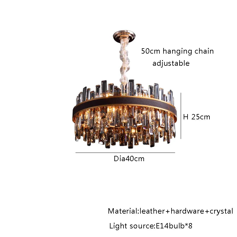 Afralia™ Classic Gray Crystal Chandeliers with LED Lighting for Dining Table