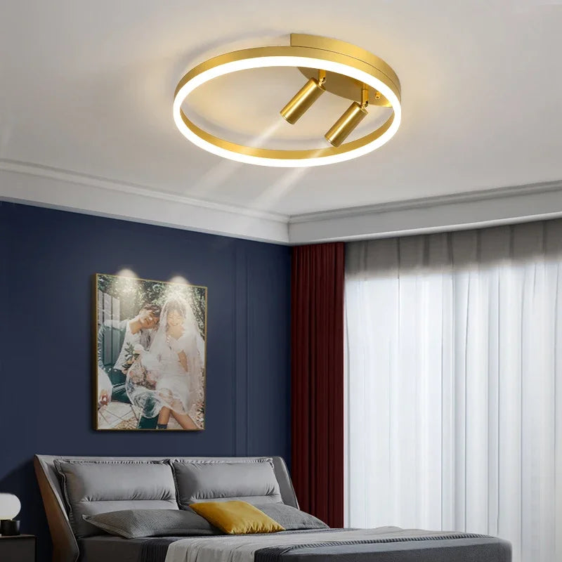 Afralia™ Gold LED Ceiling Lights Remote Control Dimmable Living Room Kitchen Lighting