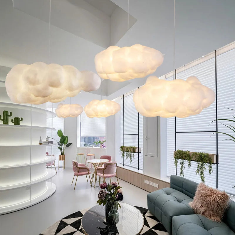 Afralia™ White Cloud LED Pendant Light for Home, Restaurant, Hotel - Nordic Style