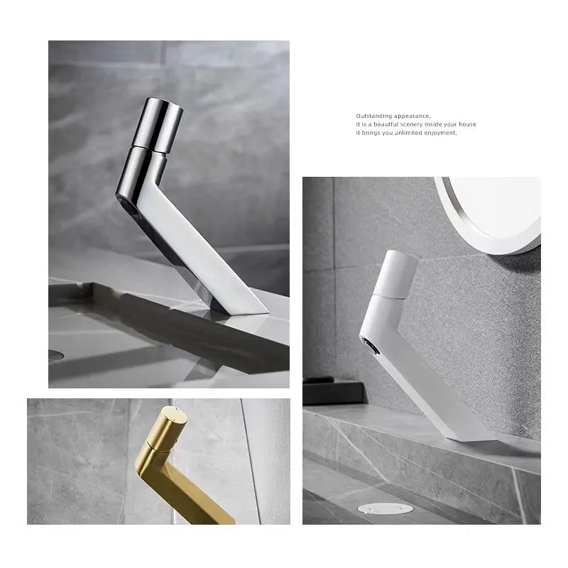 Afralia™ Basin Faucet Brushed Gold Cold & Hot One Hole Sink Tap Bathroom Creative Design