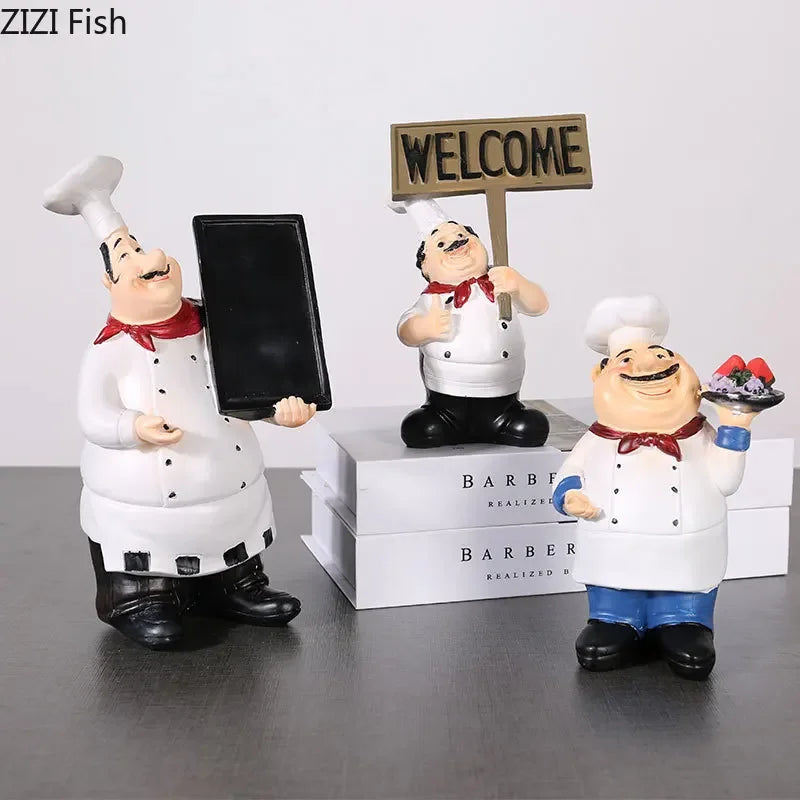 Afralia™ Bearded Chef Resin Figure Sculpture Modern Kitchen Desk Decor Ornaments