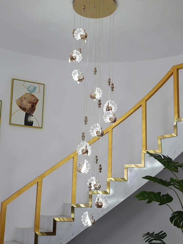 Afralia™ Modern LED Spiral Chandelier for Living Room, Staircase, Lobby, Bedroom, Hotel Lighting