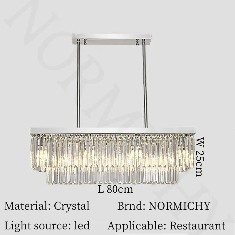 Afralia™ Crystal Chandelier: Nordic Minimalist Rectangular Restaurant Lighting