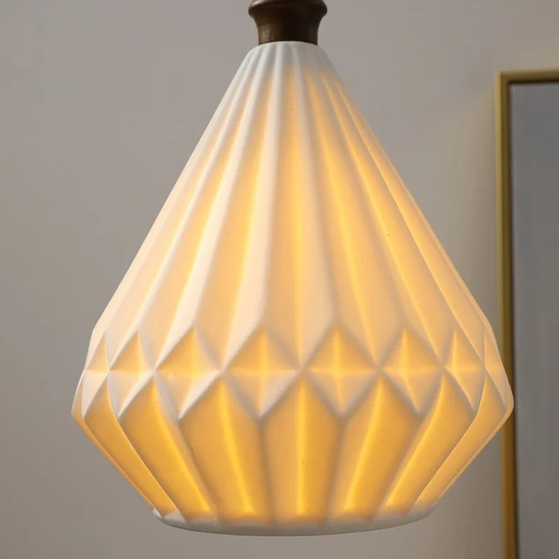 Afralia™ Ceramic Wood Pendant Light - Nordic Modern LED Hanging Lamp for Home Decor