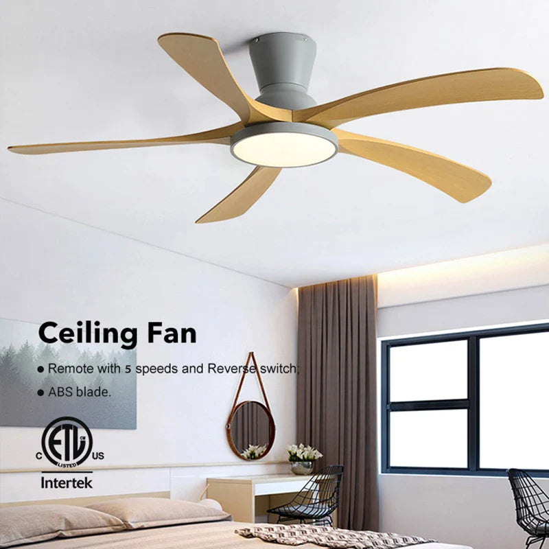 Afralia™ Modern Black Low Floor Ceiling Fan Light with DC Remote Control and LED - 60 Inch