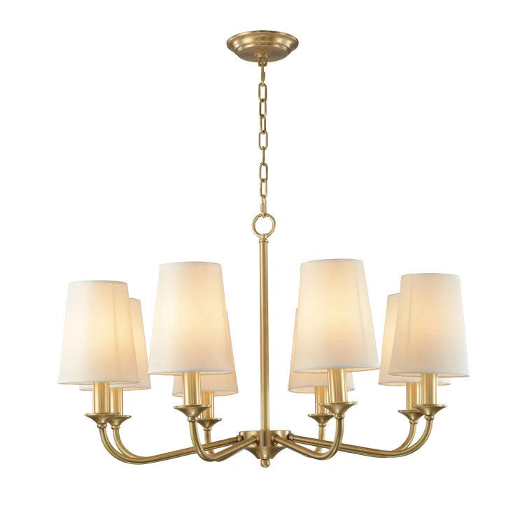 Afralia™ Rural Fabric Gold Pendant Chandelier for Living Room, Bedroom, and Restaurant Lighting