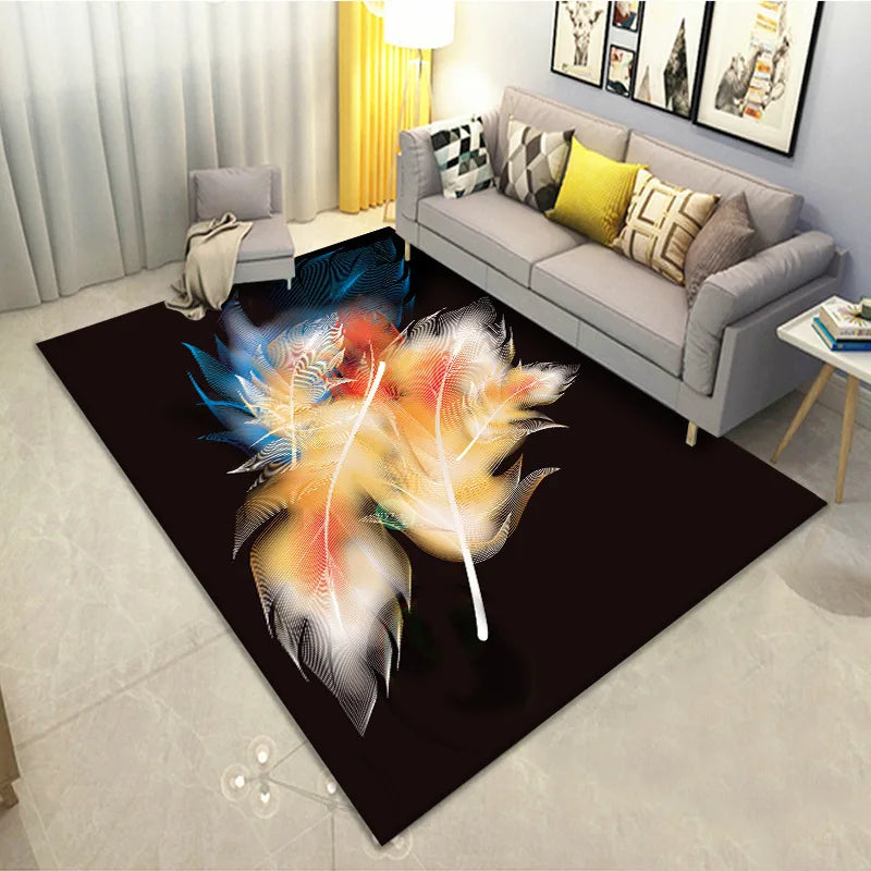 Feather Print Velvety Home Carpets by Afralia™: Quality Rugs for Living Room and Bedroom