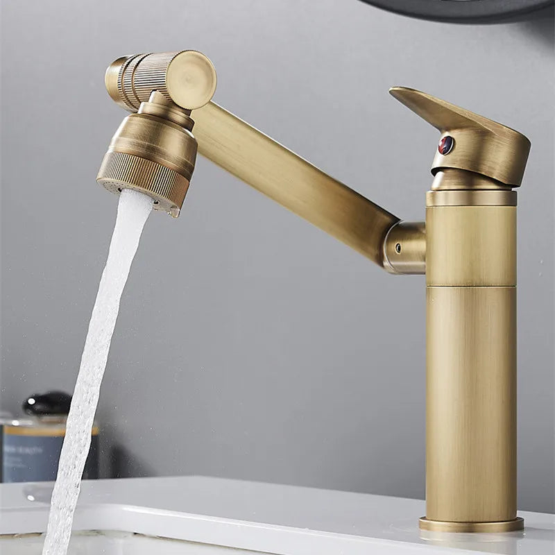 Afralia™ Antique Bronze Bathroom Sink Faucet Hot Cold Water Mixer Deck Mounted