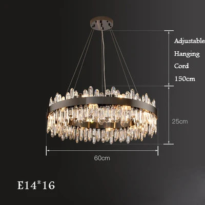 Afralia™ Modern Gold/Black Crystal Chandelier, Adjustable Dining Room Ceiling Fixture