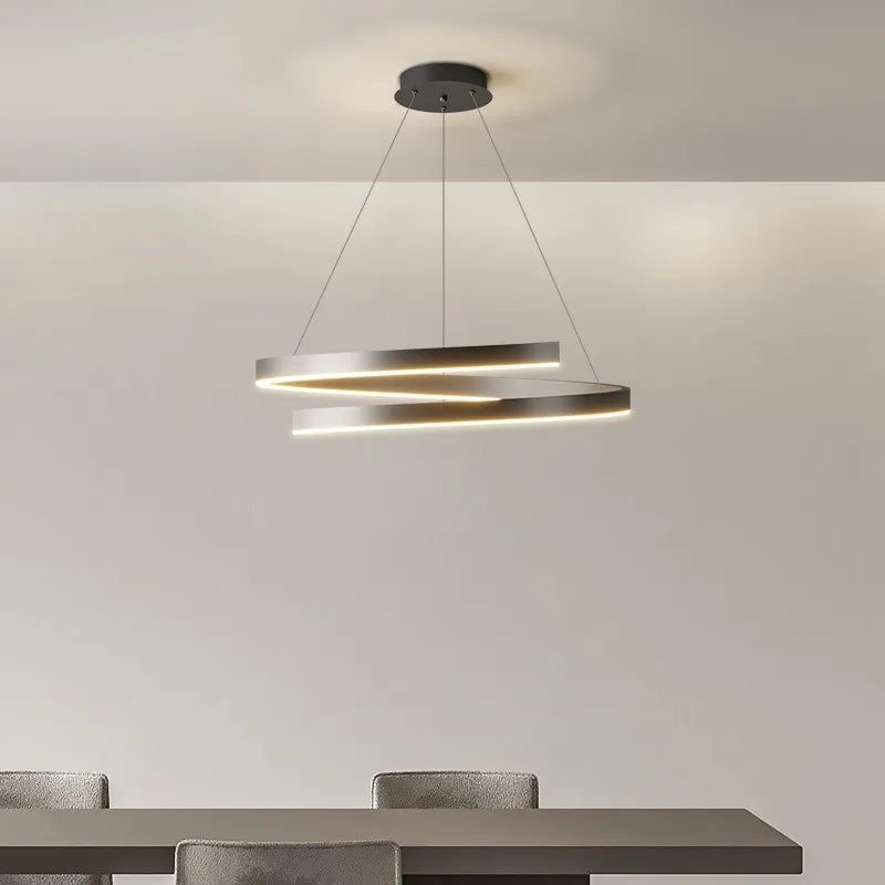 Afralia™ Spiral Aluminum LED Chandelier for Kitchen Dining Bedroom Suspension Luminaire