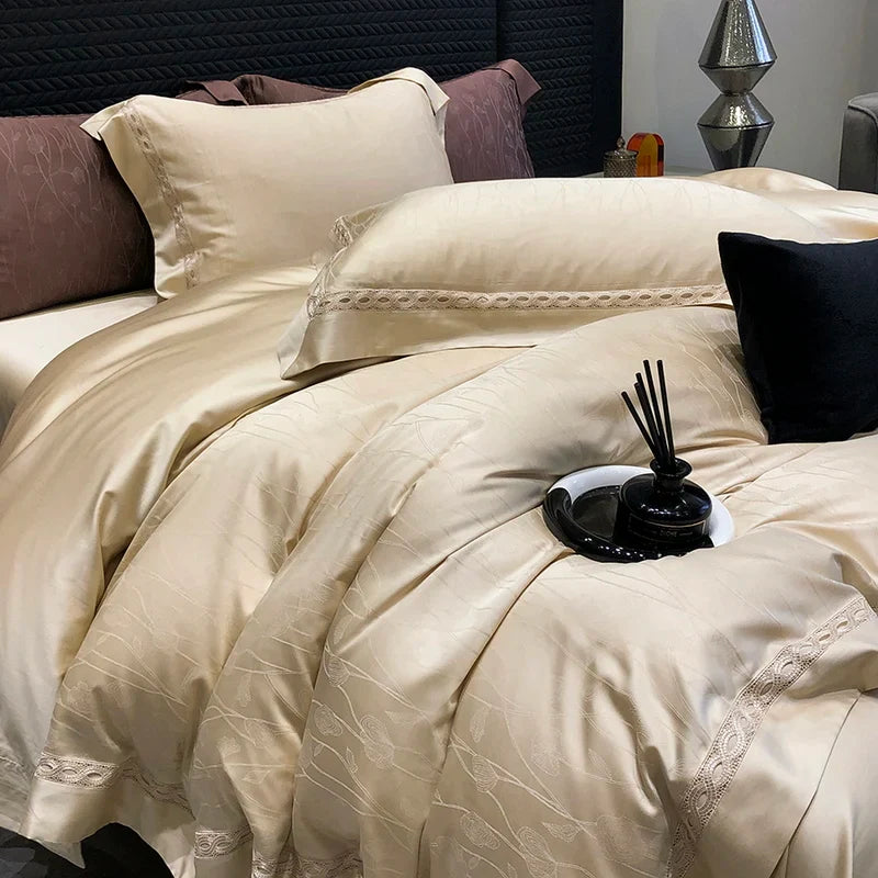 Afralia™ 1000TC Lyocell Cotton Jacquard Luxury Bedding Set with Soft Silky Feel