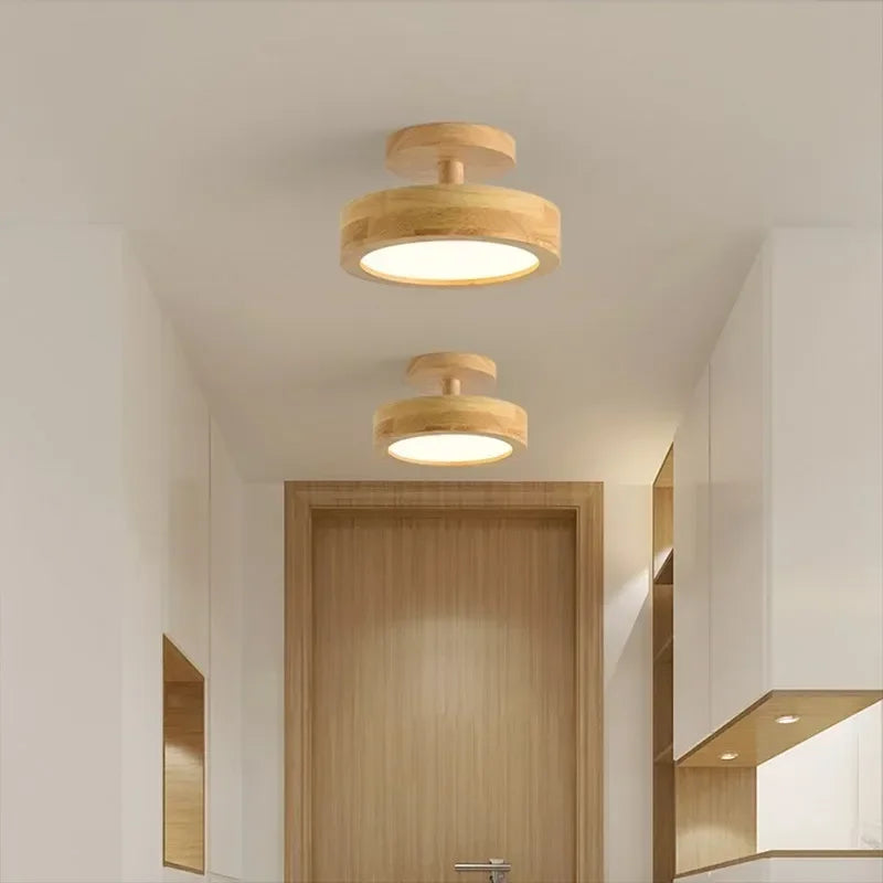 Nordic Wooden LED Ceiling Light - Afralia™ Minimalist Round Bedroom Lamps for Living Room