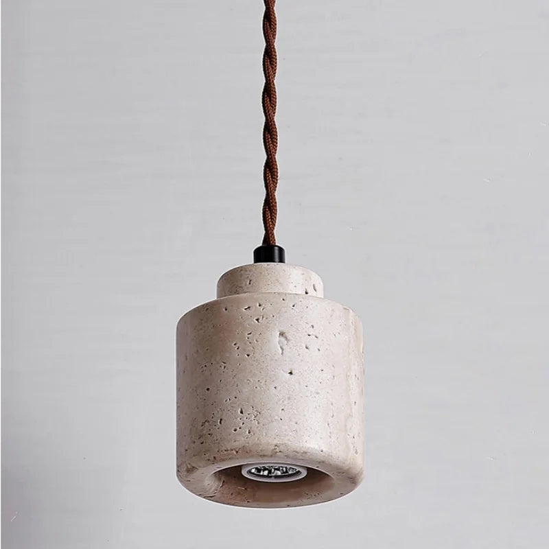 Afralia™ LED Hanging Light Fixture Yellow Travertine Nordic Wire Adjustable Pendant Lamp