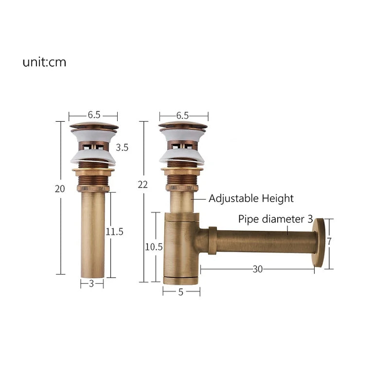 Afralia™ Brass Air Isolation Deodorant Basin Drain Pipe - Anti-Spill Water Drain