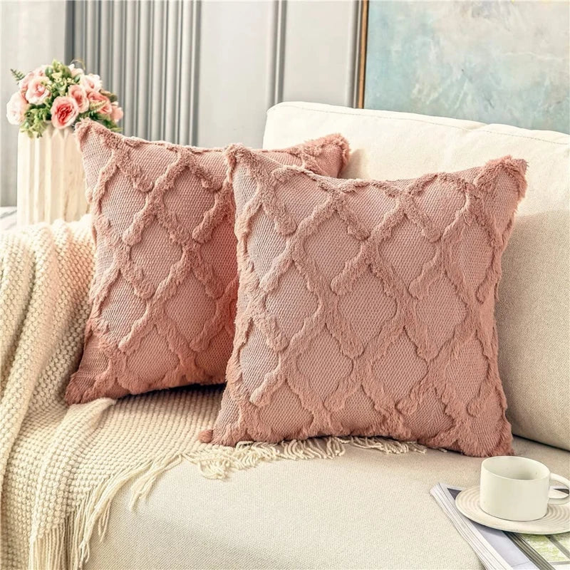 Afralia™ Plush Faux Wool Velvet Throw Pillow Covers - Set of 2