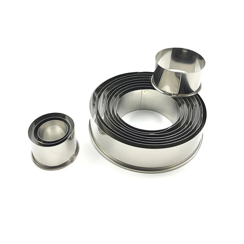 Afralia™ Stainless Steel Round Cake Molds Set - 12pcs Pack