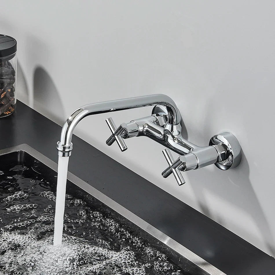 Afralia™ Swivel Spout Wall Mount Bathroom Faucet Mixer Tap for Vessel Wash Basin