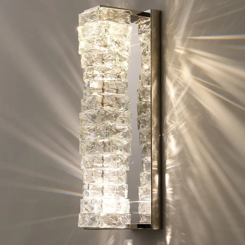 Afralia™ Modern K9 Crystal LED Wall Lamp Chrome Steel Sconces Indoor Lighting Fixtures