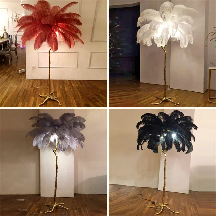 Afralia™ Modern LED Ostrich Hair Floor Lamp for Hotel Living Room Lighting