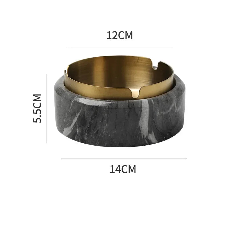 Afralia™ Gold Plated Marble Texture Ashtray - Smoking Accessories Weed Tray