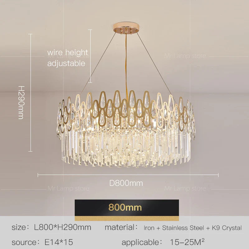 Afralia™ Water Drop Crystal Chandelier for Living Room, Dining Room, and Bedroom