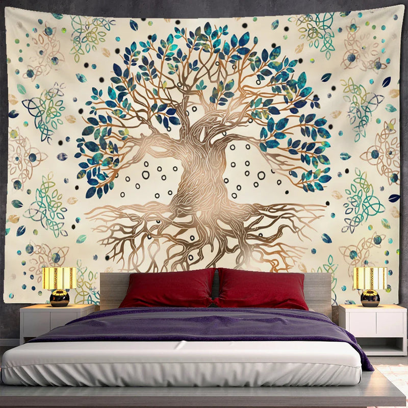 Afralia™ Psychedelic Tree of Life Mandala Wall Tapestry for Boho Home Decor