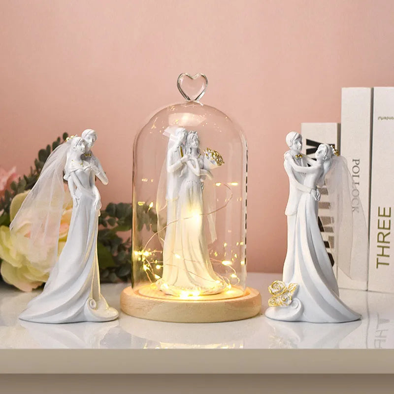 Afralia™ European Resin Wedding Couple Statues for Bedroom Decor and Valentine's Day Gift