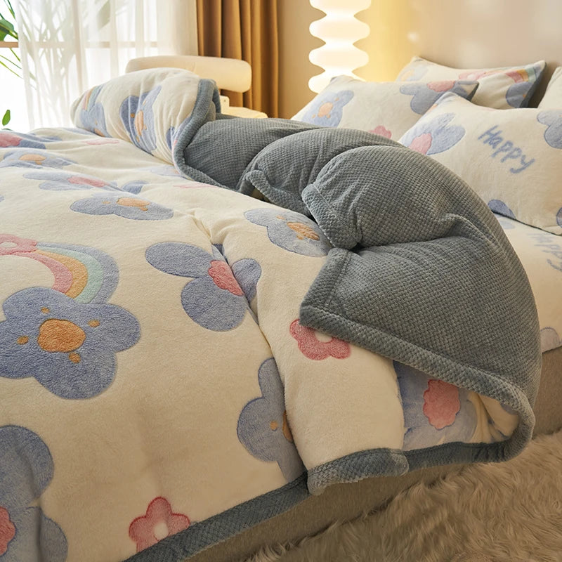 Afralia™ Dual-Layer Winter Velvet Duvet Cover - Soft & Warm Double-Sided Quilt Blanket