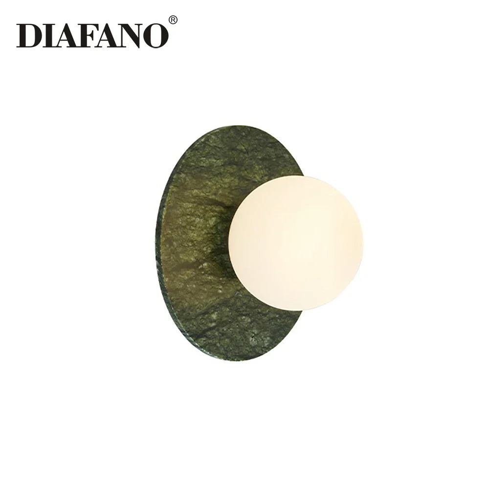 Afralia™ Green Marble LED Wall Lamp for Luxury Living Room Decor