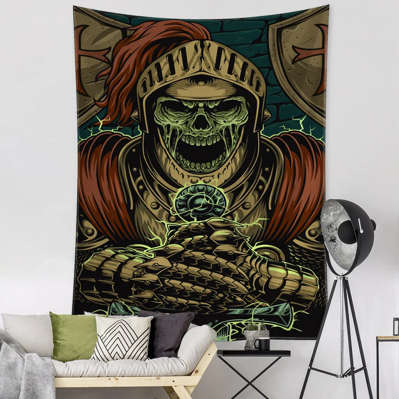 Afralia™ Viking Person Head Tapestry Psychedelic Wall Hanging for Bohemian Room Decor