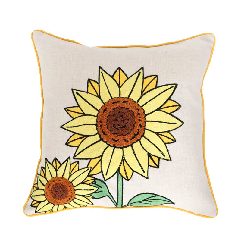 Afralia™ Sunflower Pattern Pillowcase: Elegant Towel Embroidery Home Decor