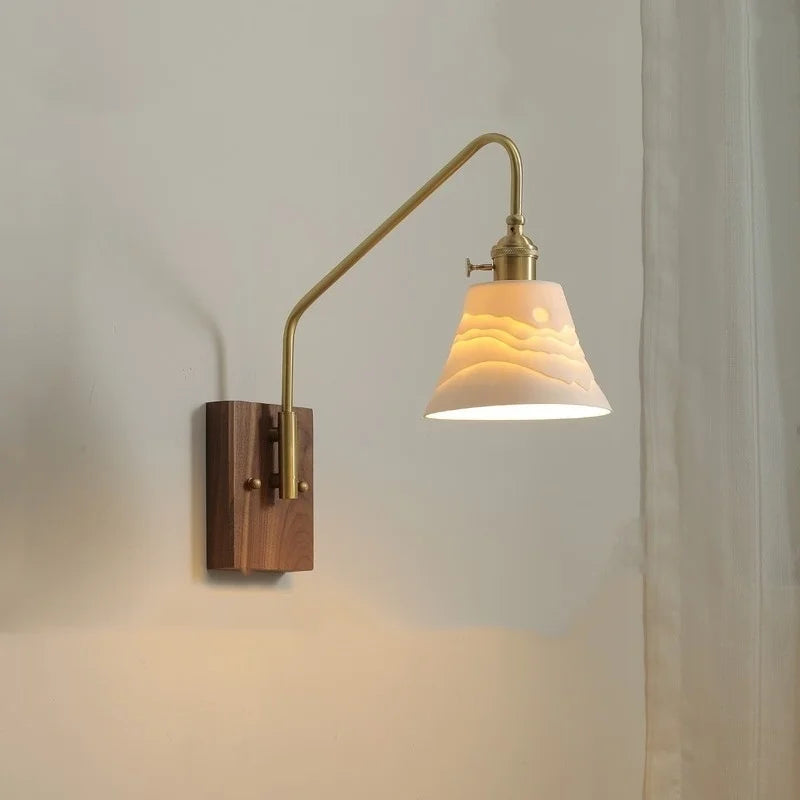 Afralia™ Copper Ceramic LED Wall Lamps Modern Style for Bedroom Living Room Bar