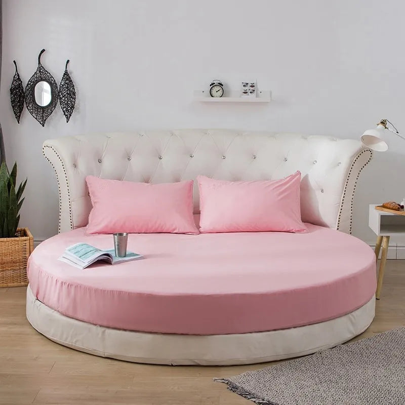 Afralia™ Cotton Round Fitted Bed Sheet Set with Pillowcases
