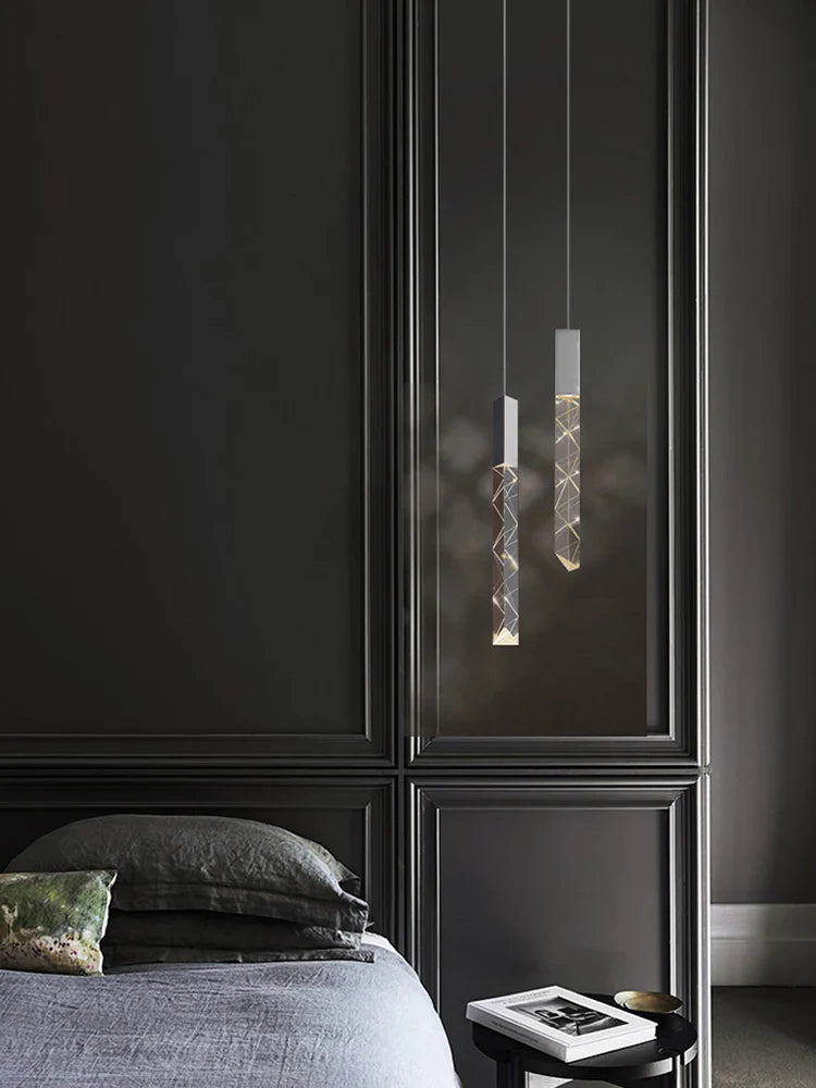 Afralia™ Luxury Crystal Column LED Chandelier Pendant for Staircase Home Decor