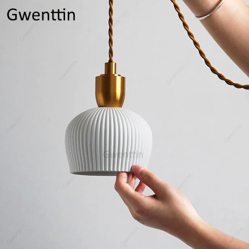 Afralia™ Ceramic Pendant Light: Vintage Nordic Hanging Lamp for Dining Room Kitchen Ceiling Chandelier