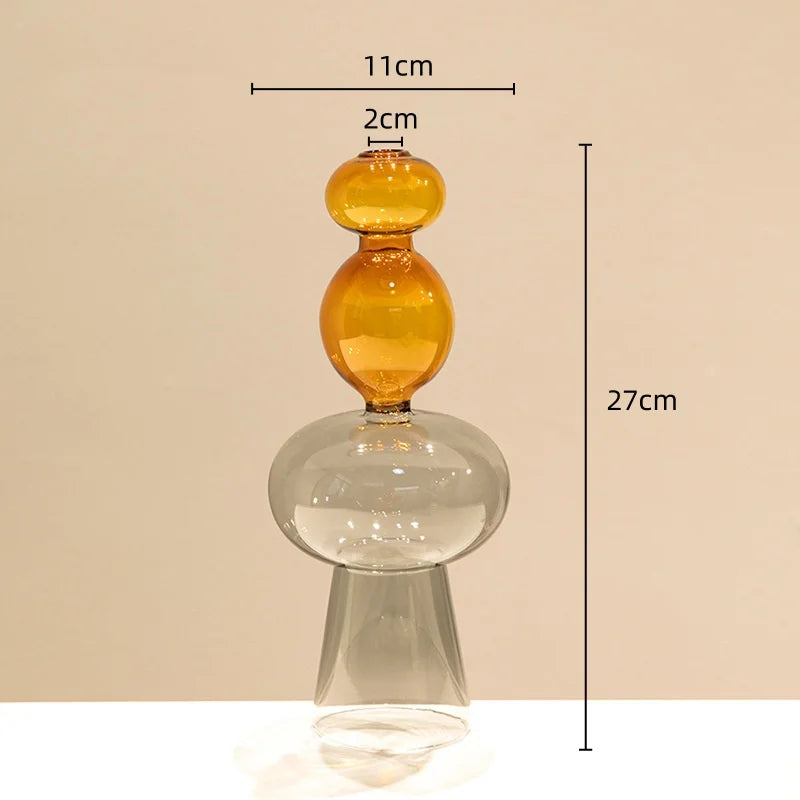 Afralia™ Double Glazing Stained Glass Vase Hydroponic Terrarium Home Decor Floral Arrangement