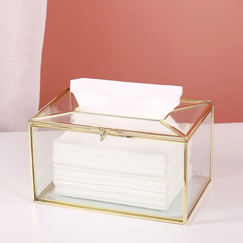 Afralia™ Metallic Glass Napkin Holder Nordic Luxury Home Organizing Decor