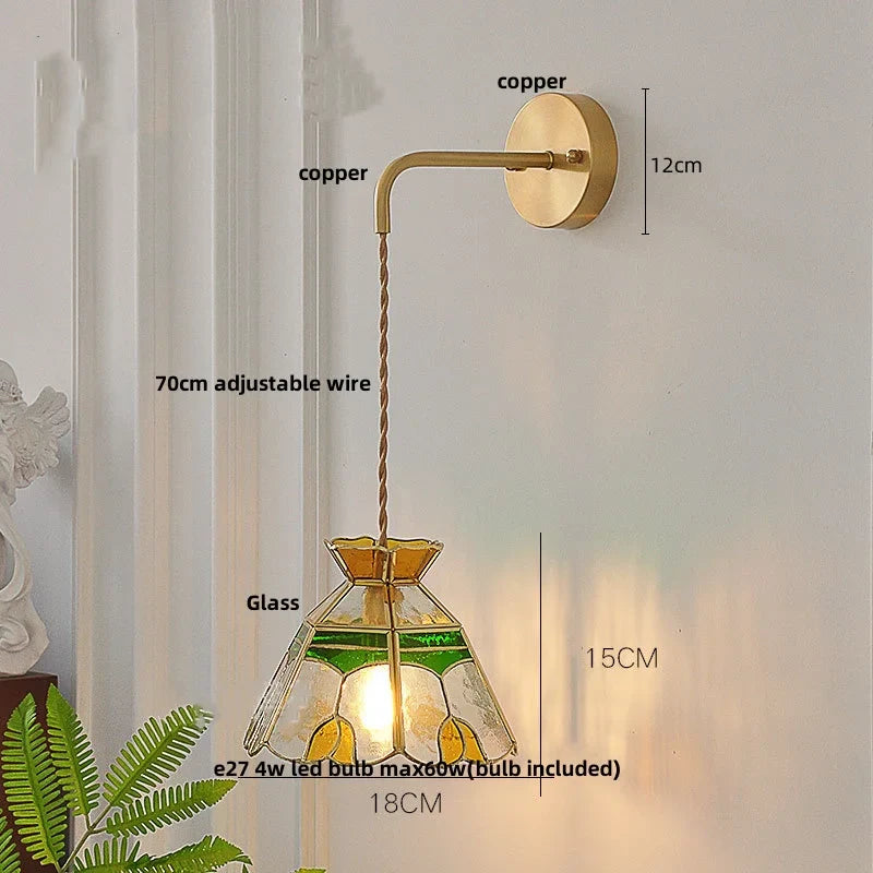 Afralia™ Glass Wall Lamp with Pull Chain Switch and Adjustable LED Light